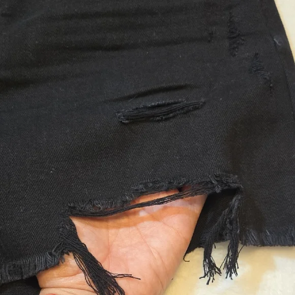 New Aerie Black Distressed Elastic Waistband Jean Shorts Size Medium - Picture 5 of 9